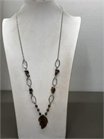 NEW STAINLESS STEEL /TIGERS EYE STONE NECKLACE