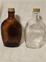 Lot of 2 Vintage Log Cabin Syrup Bottles