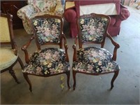 Beautiful Pair of Mahogany Upholstered Capt Chairs