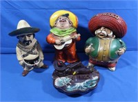 Ceramic Mexican Ashrays, Ceramic Mexican Figures
