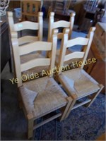 Matching Heavy Blonde Oak Chairs With Rush Seats