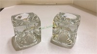 Pair of hand crafted crystal candleholders