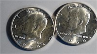 2- 1964 Kennedy Half Dollars