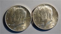 2- 1964 Kennedy Half Dollars