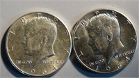 2- 1964 Kennedy Half Dollars