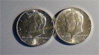 2- 1964 Kennedy Half Dollars