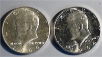 2- 1964 Kennedy Half Dollars