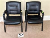 2 Black Steel / Leather chairs by Global Furniture