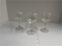 3 vintage wine glasses