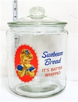 Round glass Sunbeam Bread canister w/ glass lid