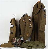 WWII COMBAT MEDIC UNIFORM GROUPING W HELMET WW2