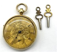 Antique Pocket Watch 2” with (2) Keys 
 (Runs)