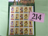 US STAMPS AMERICAN INDIAN DANCES MINT SHEET
