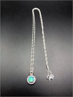 .925 Solid Silver Pendant w/ Blue Opal