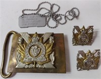 Vintage Military Badges & Belt Buckle