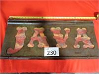 3D Metal Handmade & Painted "Java" Sign