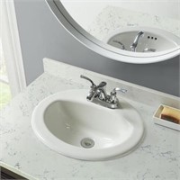 White Drop-in Oval Bathroom Sink with Overflow