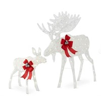2x Lighted 2 Piece Moose Family