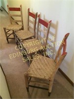 VINTAGE CANED LADDERBACK MULE EAR CHAIRS - SET OF