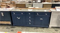 72” NAVY CABINET WITH BLACK AND GREY COUNTER TOP