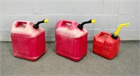 3x The Bid Gas Cans - Two Five Gallon & One 2 Gal