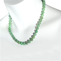 18K Gold over Silver Green Jade Necklace 18"