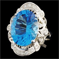 11.16ct Topaz & 0.30ctw Diamond Ring in 14K Gold