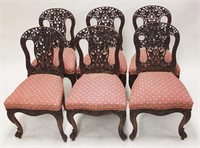 (6)18c Walnut Dining Chairs Carved Grapes w Leaves