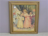 Victorian Children Playing in Gold Frame