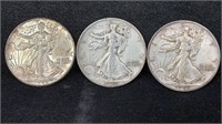1942-PDS Silver Walking Liberty Half Dollars (3