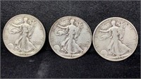 1944-PDS Silver Walking Liberty Half Dollars (3
