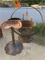 Metal Hanging Plant Pot & Metal Tractor Seat