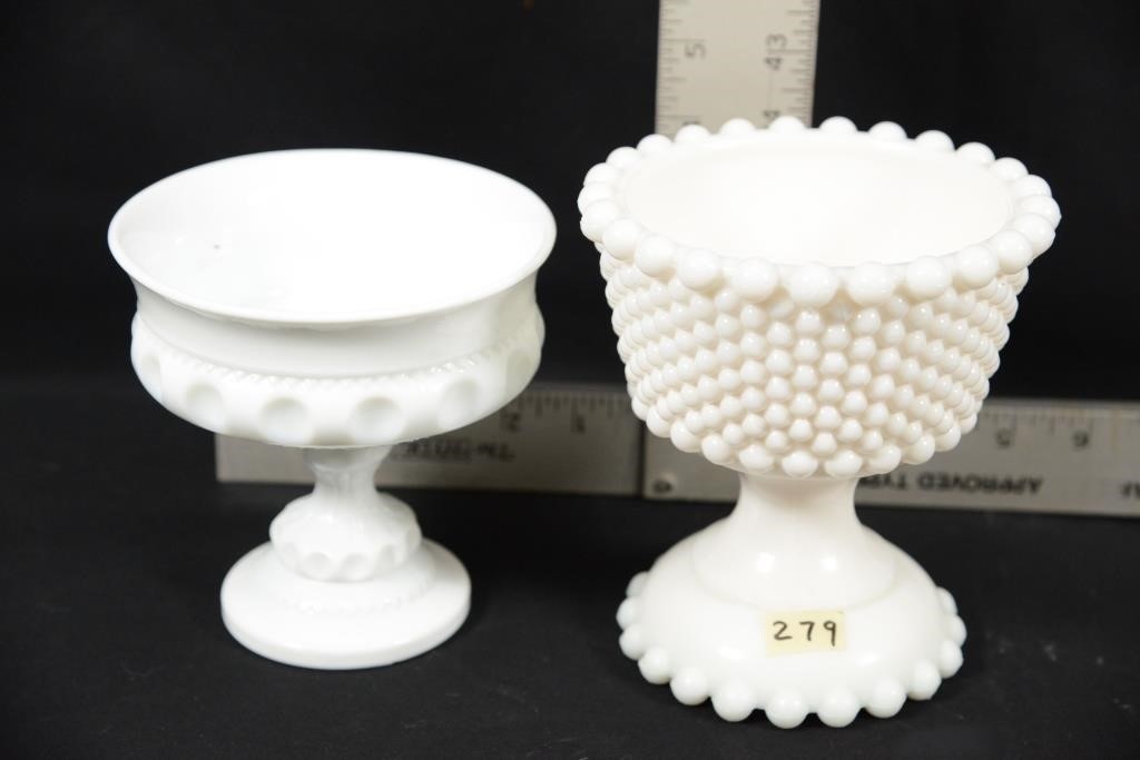 MILK GLASS COMPOTES
