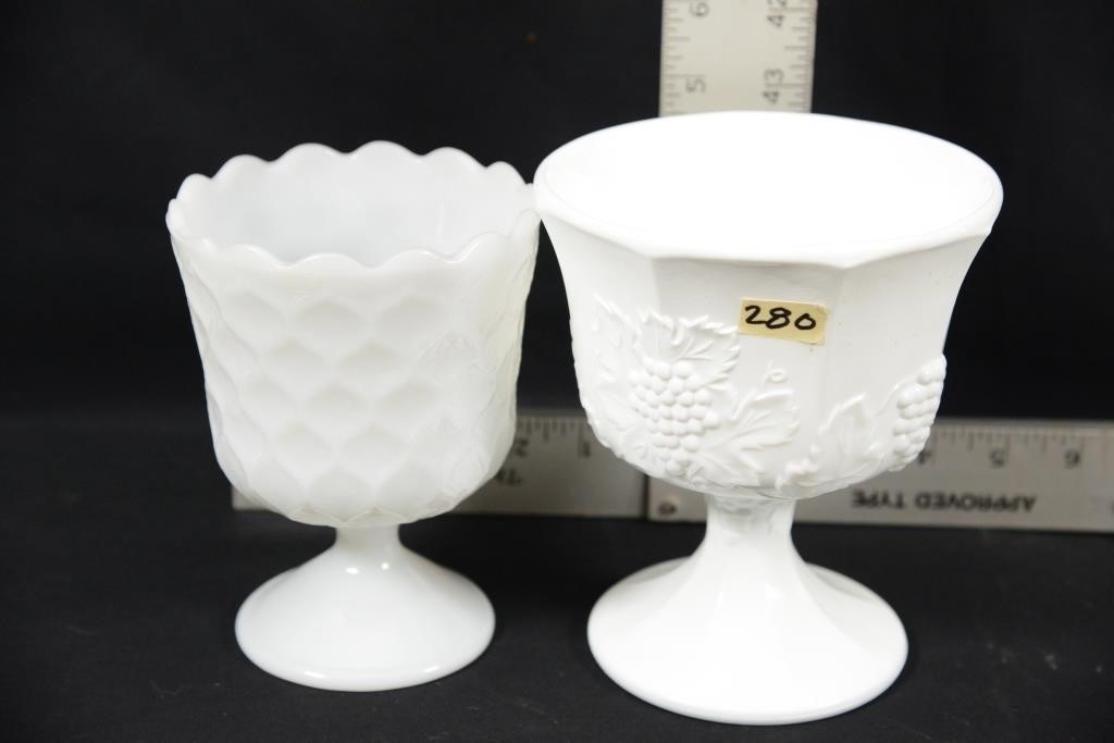 MILK GLASS COMPOTES