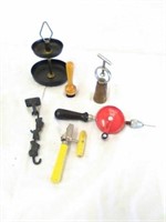 Vintage items. Can opener, hand drill and more