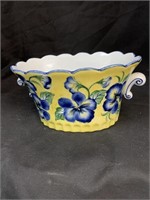 HAND-PAINTED PANSY PLANTER - 8.5 X 5 X 4 “