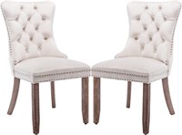 Velvet Upholstered Chairs Set of 2, Beige