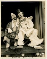 8x10 Ringling Bros. 1940 clowns in train car