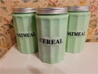 SET OF 3 REPRODUCTION JADITE GLASS CANISTERS