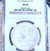 1921 Morgan Silver Dollar NGC - MS64