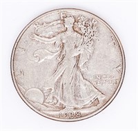 Coin 1938-D Walking Liberty Half In XF - Rare Date