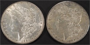 1884 & 1885-O MORGAN DOLLARS AU