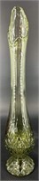 MCM Fenton Green Cut & Block Swung Vase 21”