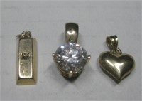 Three Pendants Hallmarked 14K