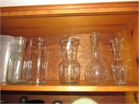 (5) Glass Vases, Approx. 9" Tall