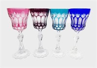 VAL ST LAMBERT SET OF 4 CUT TO CLEAR GLASSES