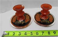 Pair of Unique Glass Candle Holders