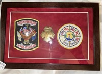 9 x 13" framed/matted patches and badge Mobile