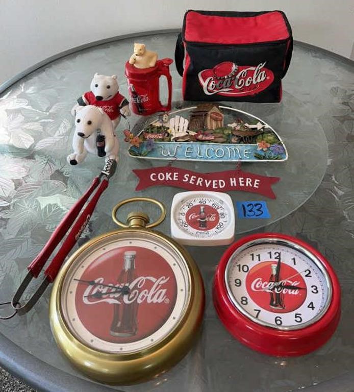 Coca-Cola ! 9.5”& 11.5” clocks, decor, cooler