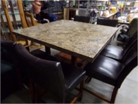 Marble top table and 6 tall chairs